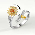 Load image into Gallery viewer, Sunflower Anxiety Fidget Spinner Ring in 925 Sterling Silver
