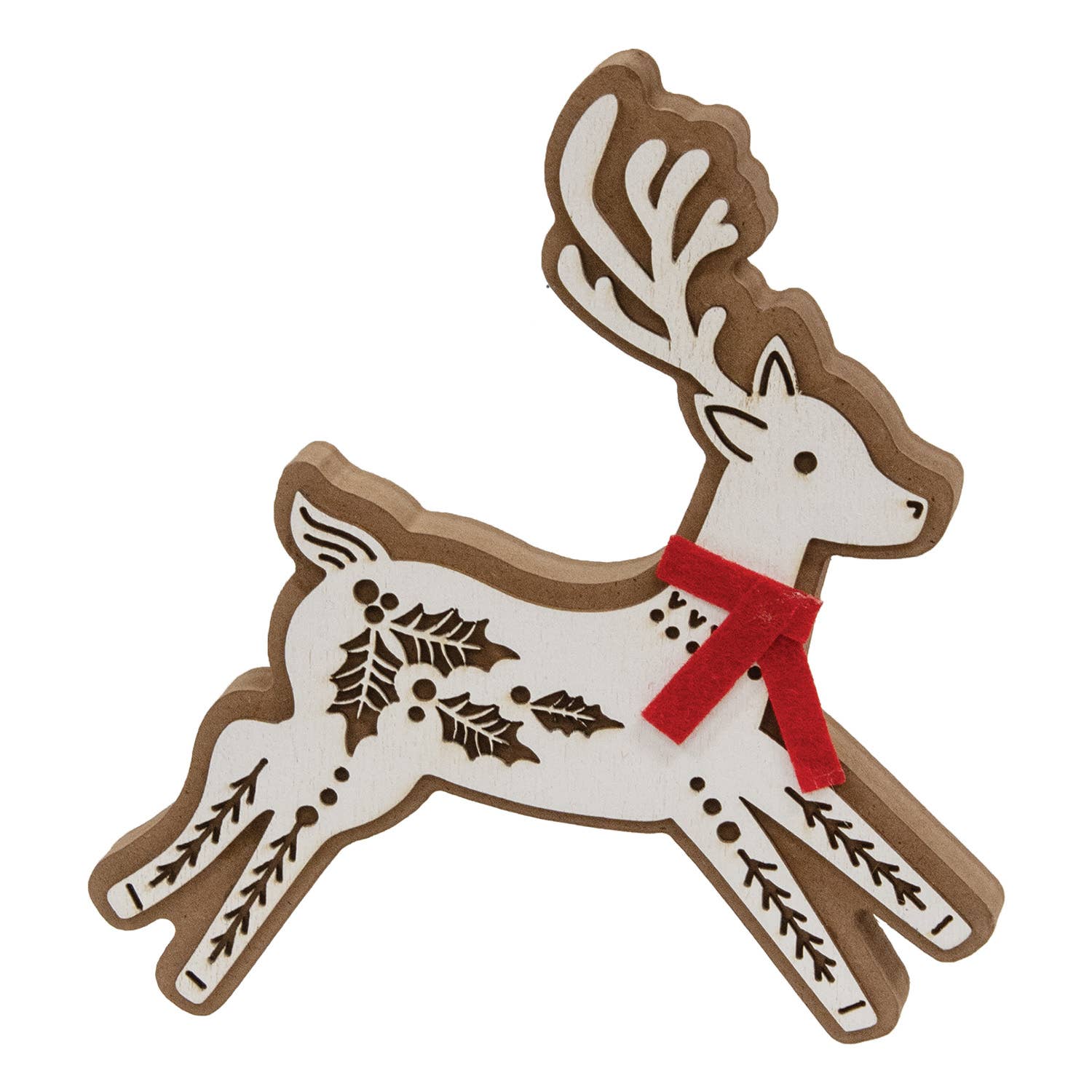 Laser Cut Leaping Holly Reindeer Sitter