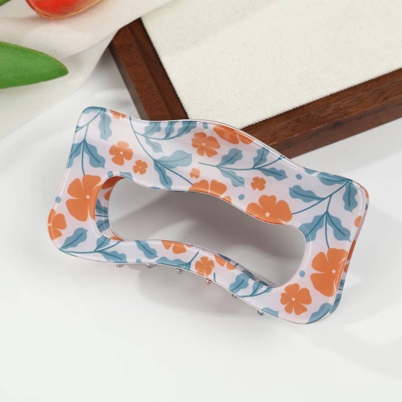 Floral Waivy Silhouette Hair Claw Clip | 40H1109