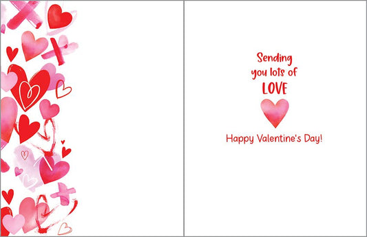 Valentine Greeting Card - Bright Hearts - Envelope full of Hearts