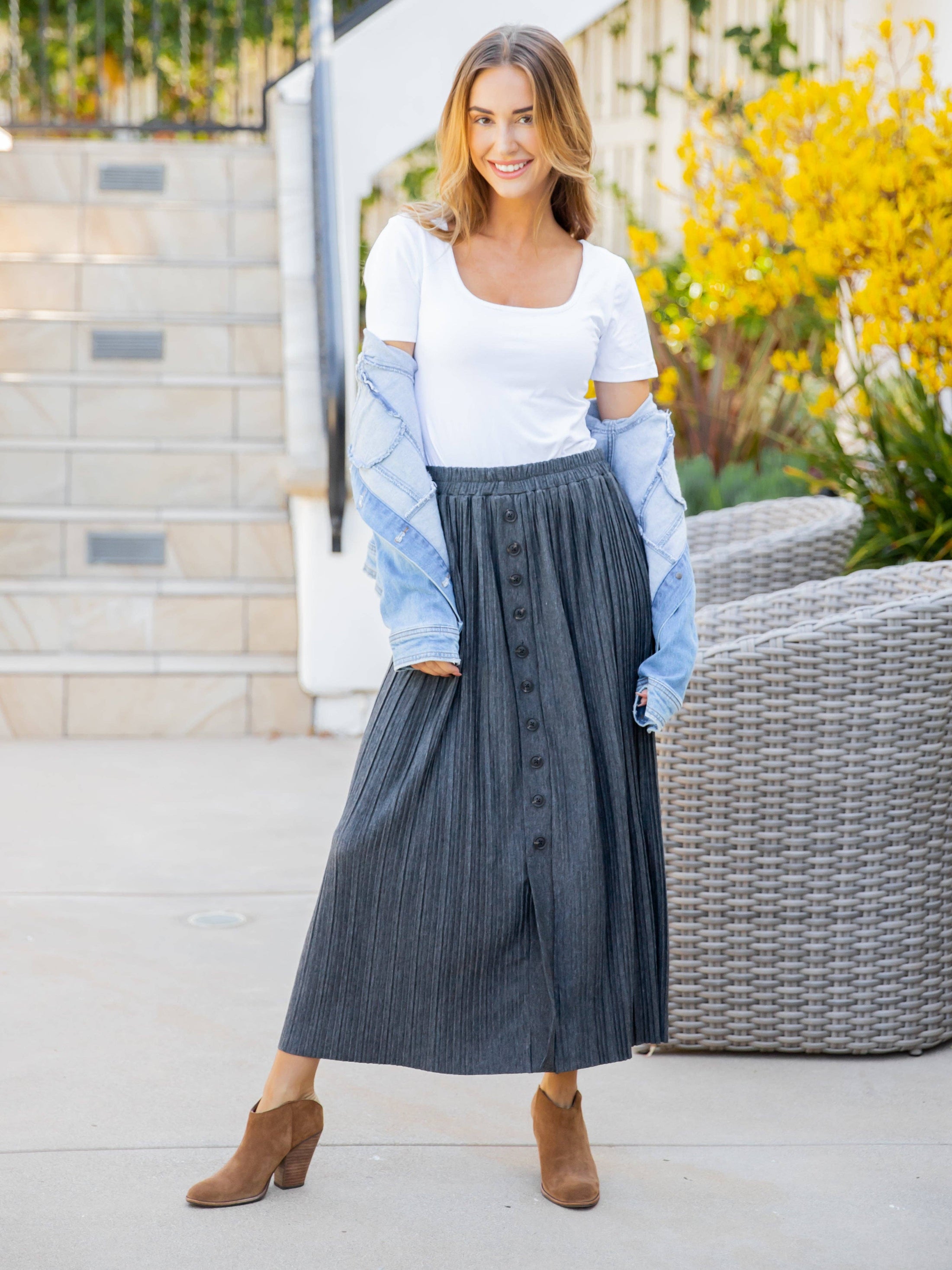 The Reed Pleated Midi Skirt