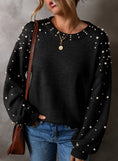 Load image into Gallery viewer, LDC Long Sleeve Round Neck Pearl Pullover Sweater
