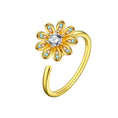 Load image into Gallery viewer, Daisy Flower Anxiety Fidget Spinner Ring in Solid Copper
