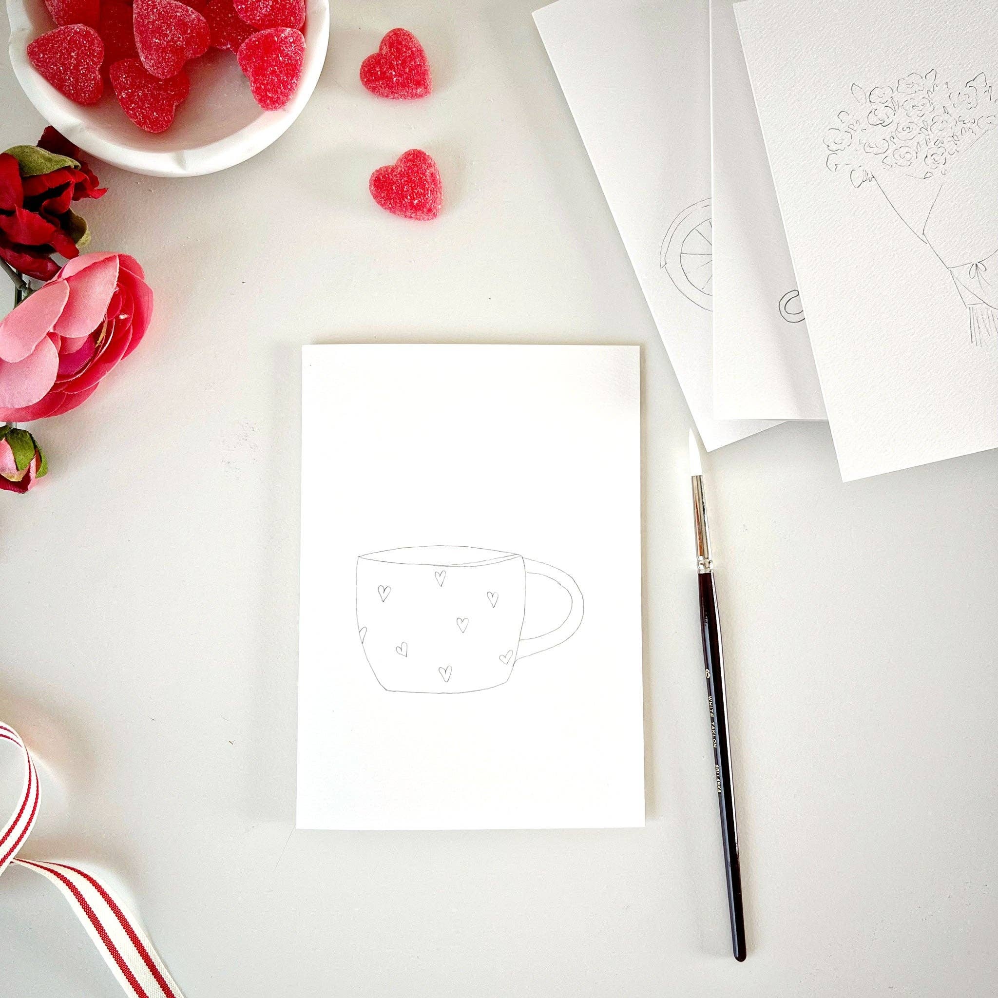 Love sweet love paintable watercolor notecard set