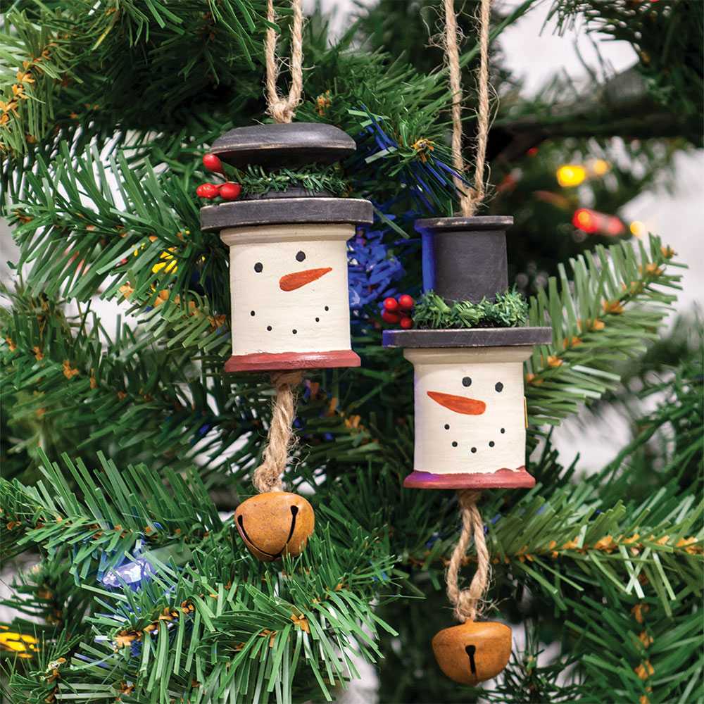 Spool Snowman Christmas Ornament, 2 Assorted