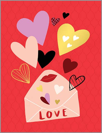 Valentine Greeting Card - Bright Hearts - Love Letter