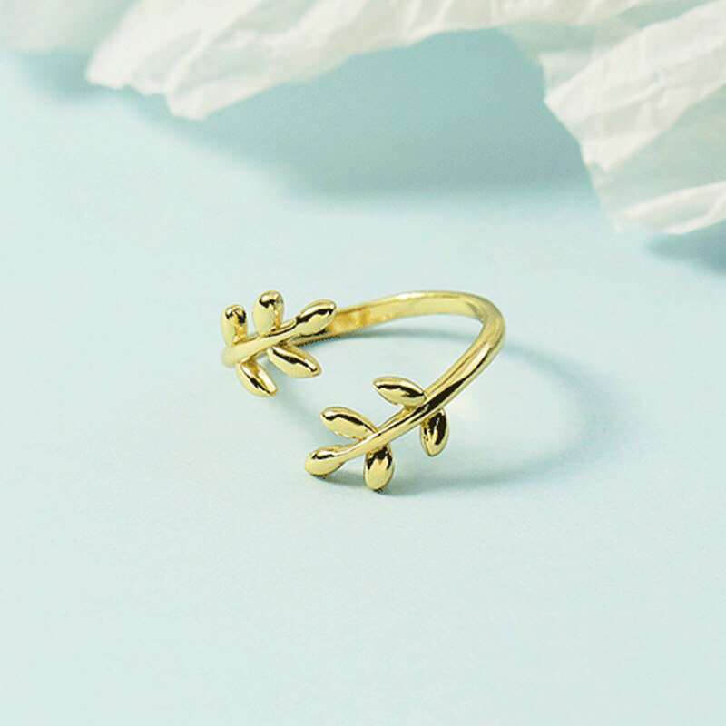 Olive Tree Branch Stacking Bypass Ring in Solid Copper