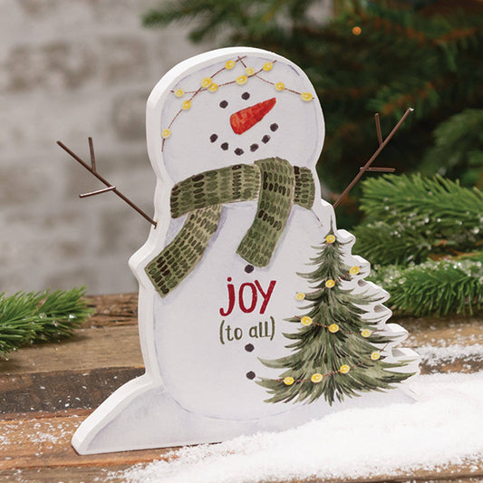 Joy (To All) Wooden Snowman Sitter