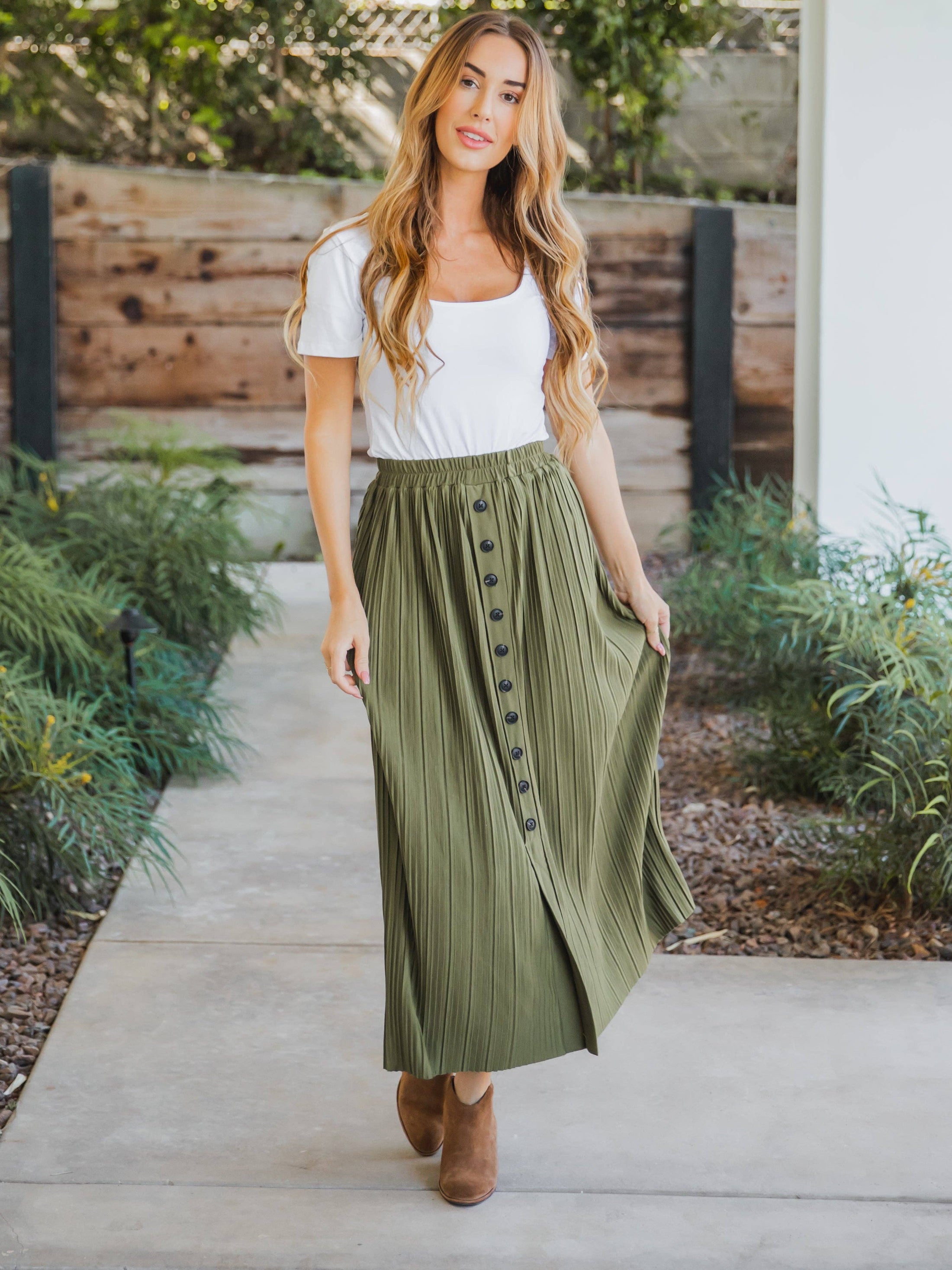 The Reed Pleated Midi Skirt