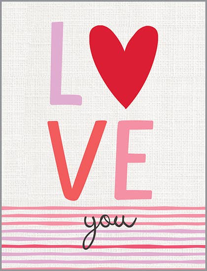 Valentine Greeting Card - Bright Hearts - Love you Stripes