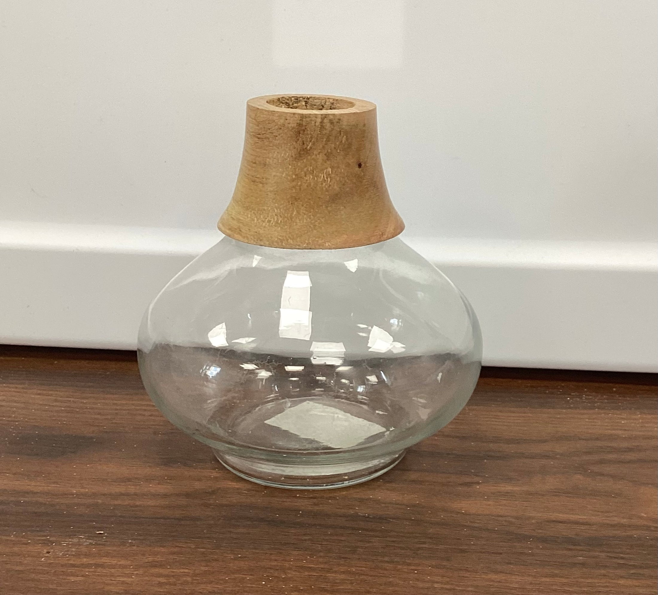 Glass Vases with Wooden Tops