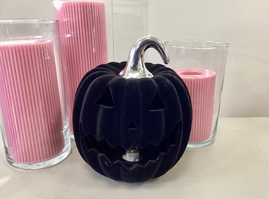 Black Flocked Velvet Jack O Lantern