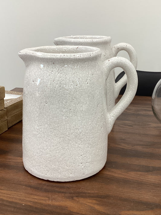 White Crackle Glazed Ceramic Pitchers