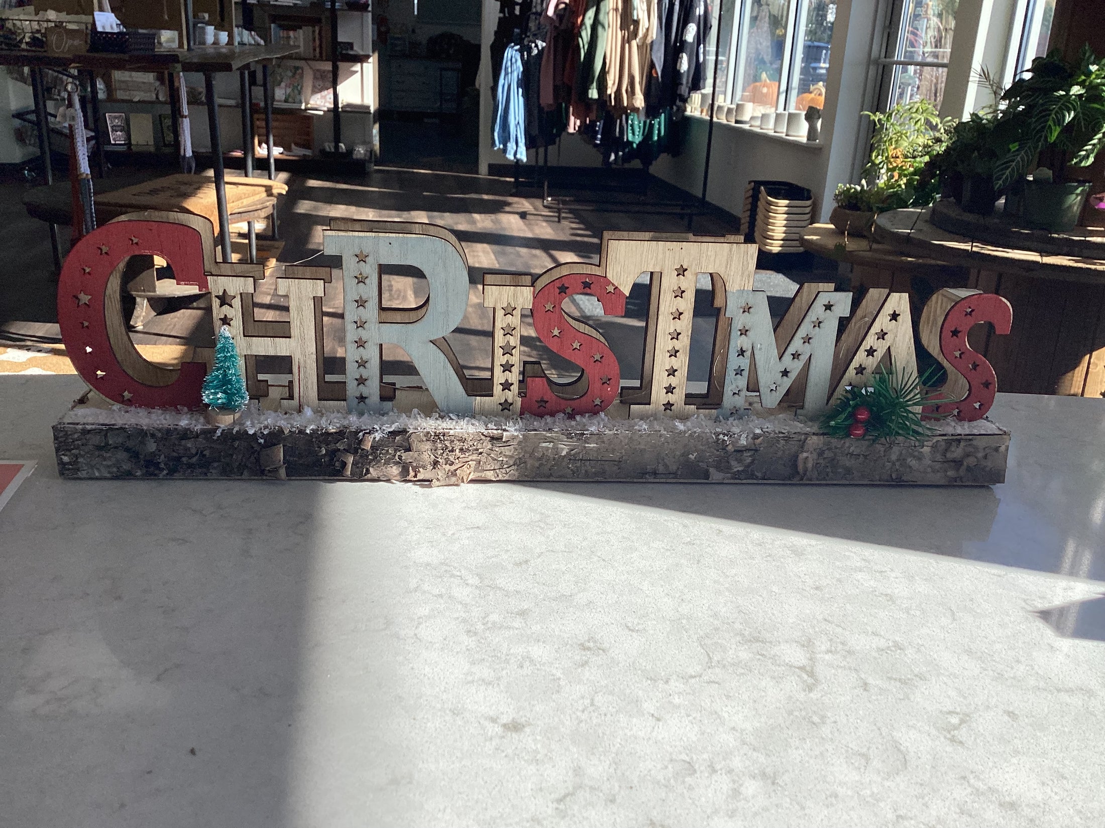 Wooden Christmas Sign/Stand with Lights