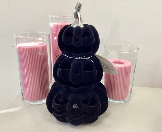 Black Flocked Velvet Jack O Lantern