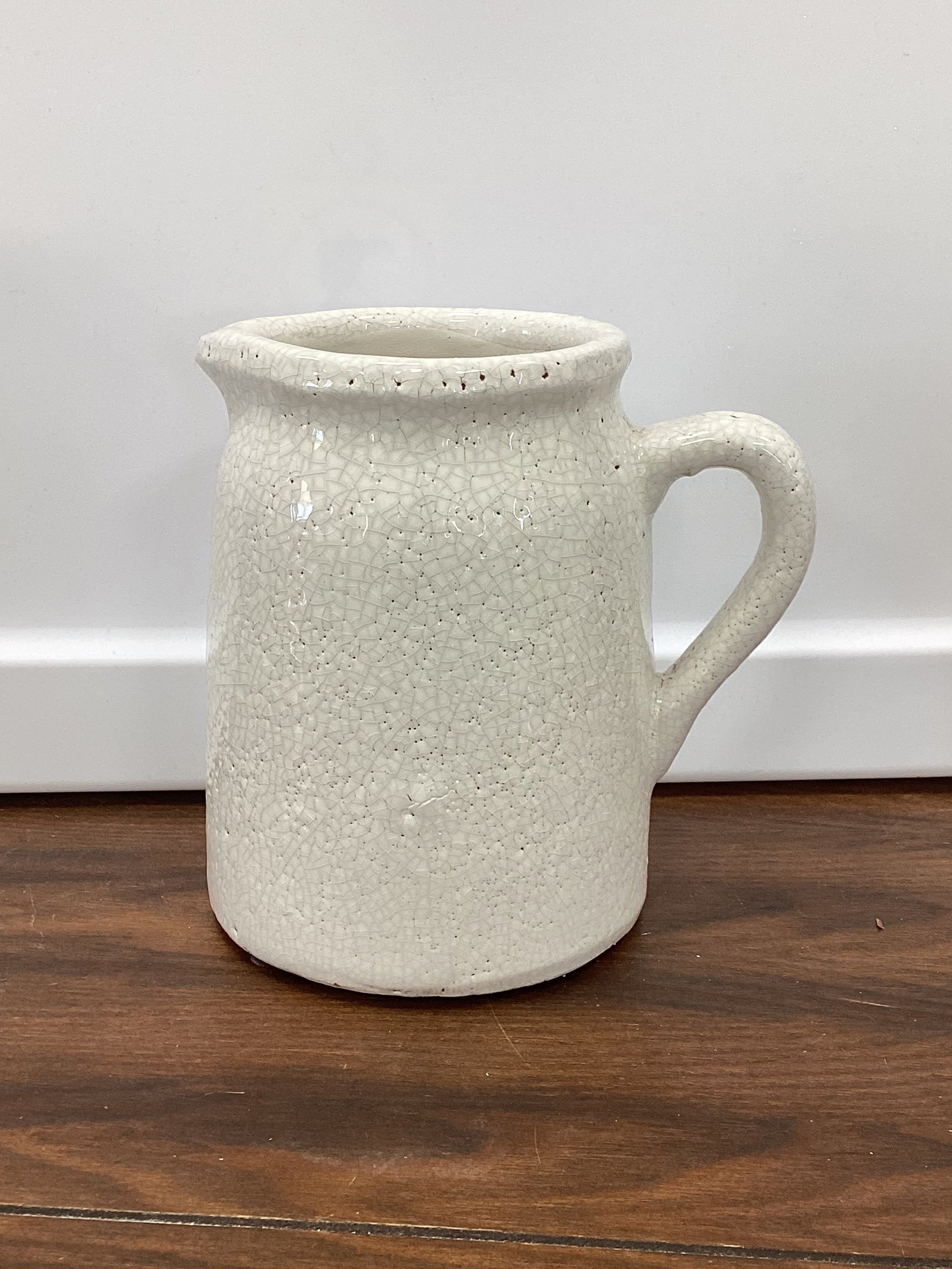 White Crackle Glazed Ceramic Pitchers