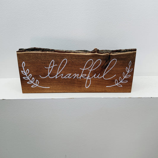 Thankful Log Sign