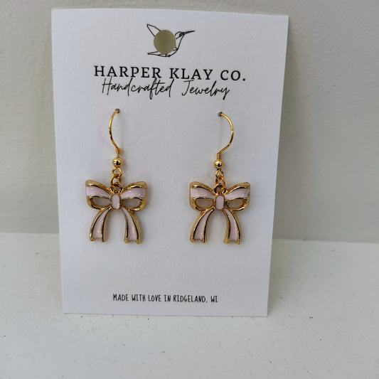 Pink Bow Earrings
