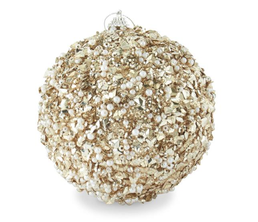 Champagne Sequins & Bead Shatterproof Ornament
