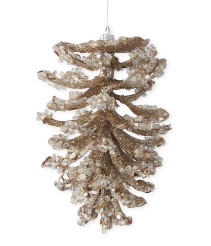 Gold Champagne Sequin Bead Pinecone