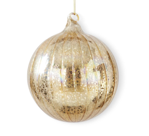 Gold Ribbed Mercury Glass Ornament