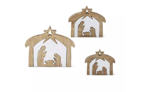 Woody Nativity with Cutout - Each Size Sold Separately