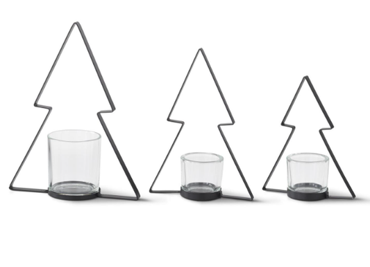 Black Metal Christmas Tree Candle Holder - Each size Sold Separately