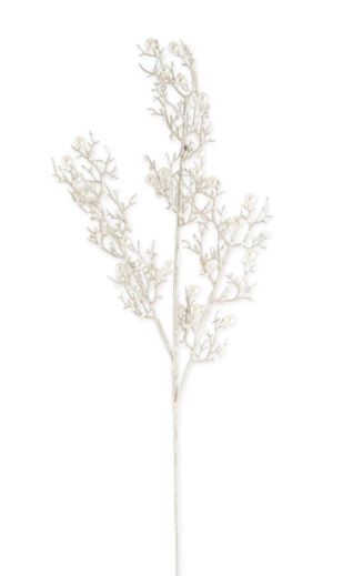 Champagne Glittered Twig with Pearl Stem