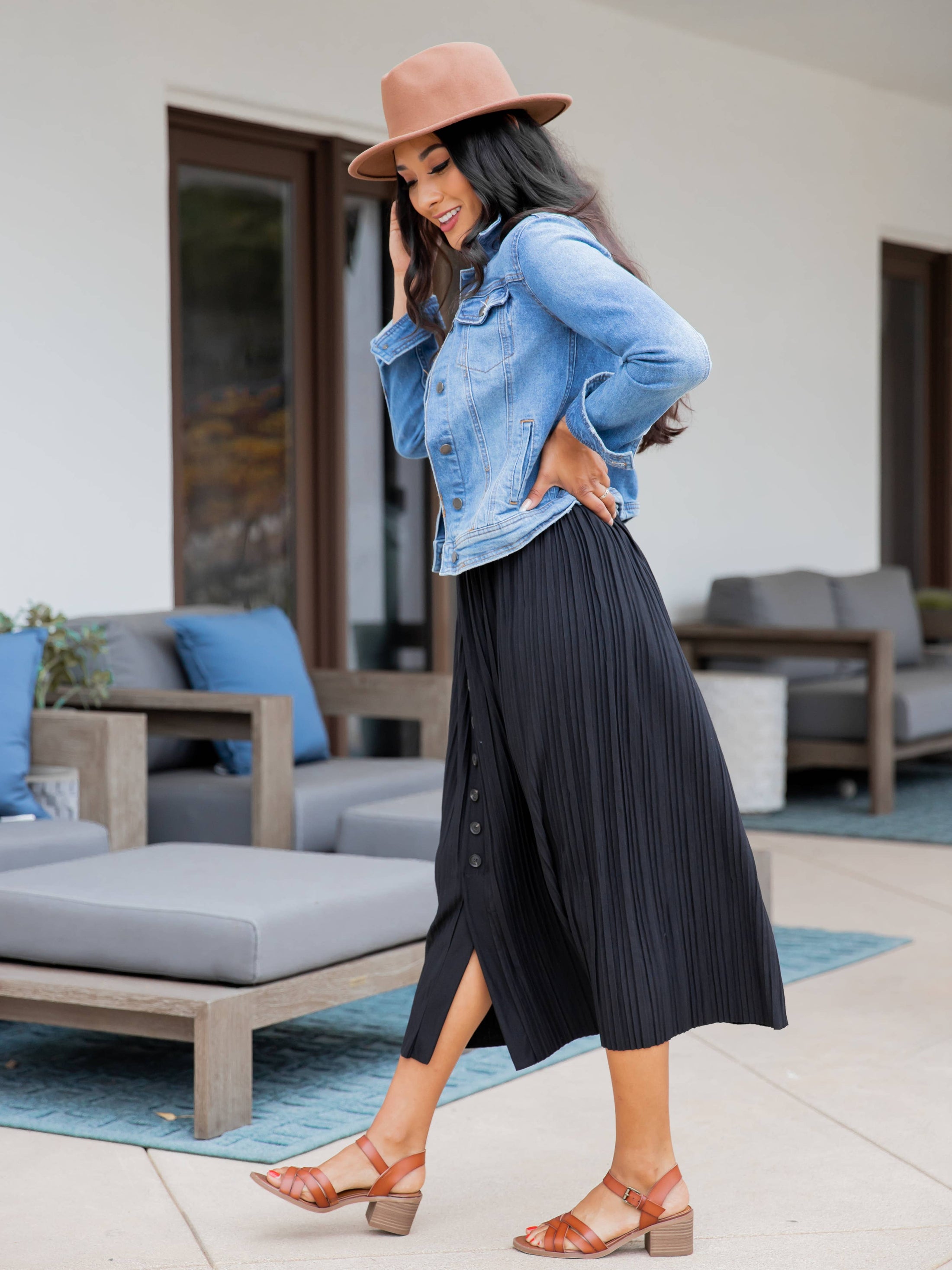 The Reed Pleated Midi Skirt
