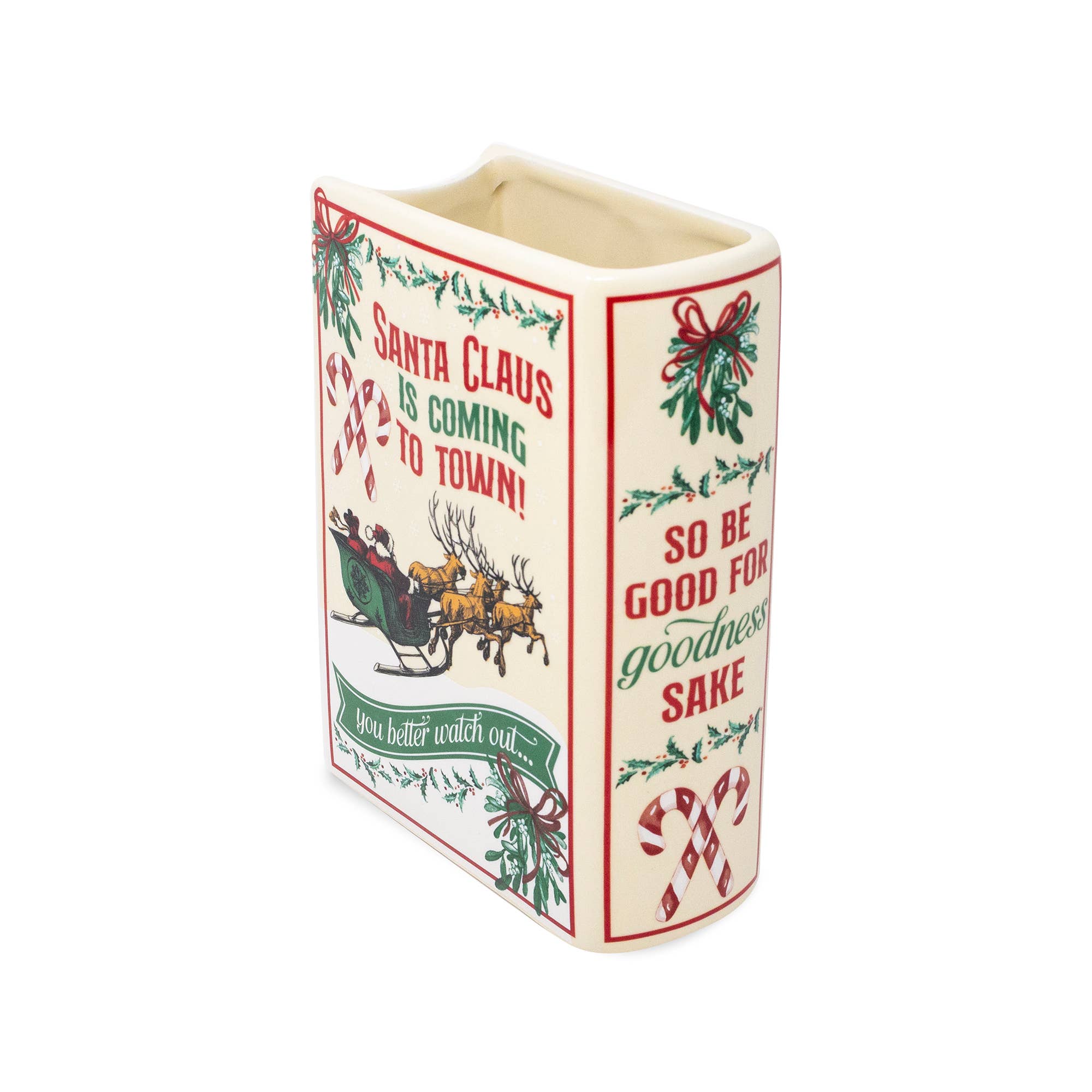 Large Book Vase, Santa is Coming to Town