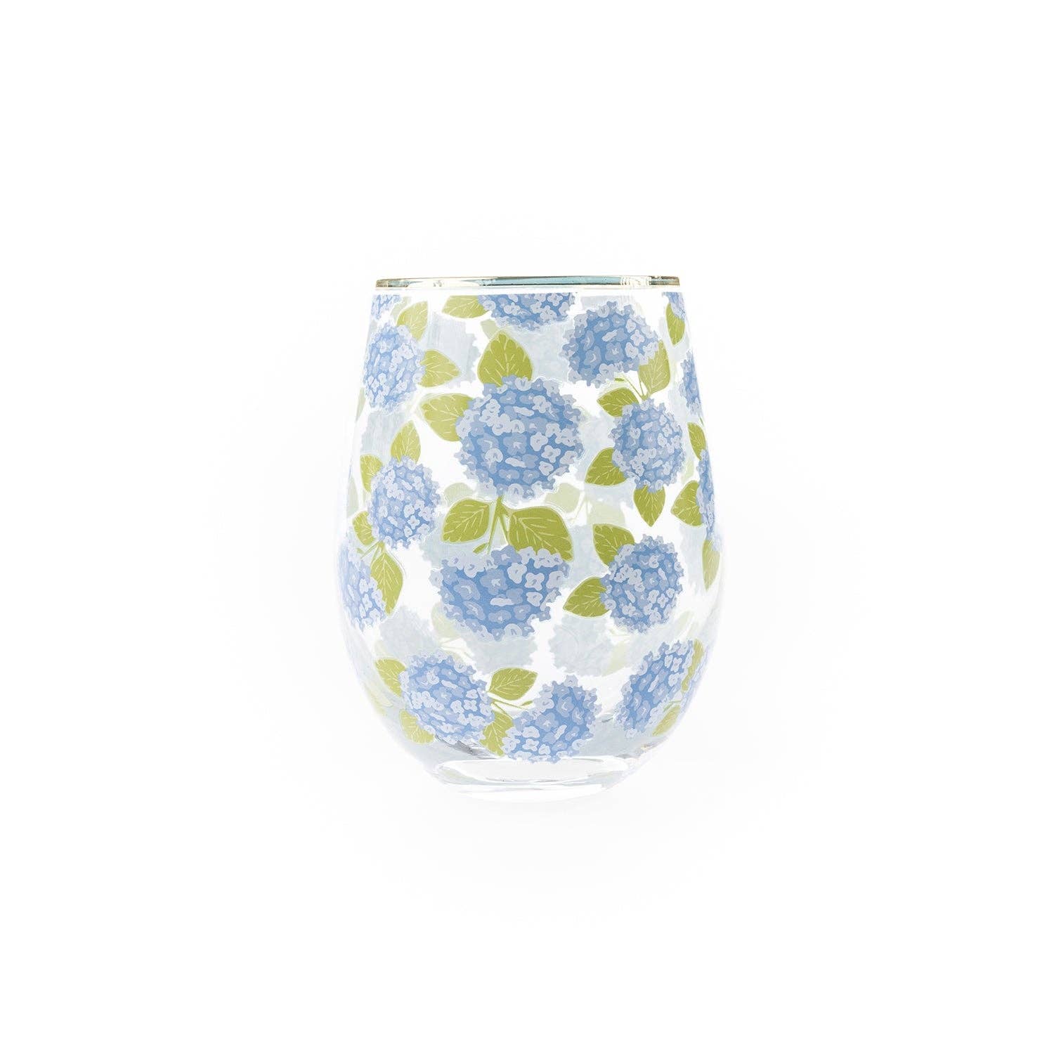 Stemless Wine Glass | Hydrangea