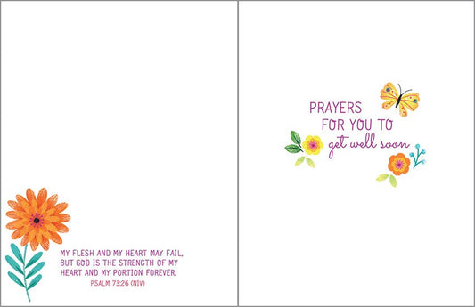With Scripture Get Well Greeting Card - Butterfly and Stems