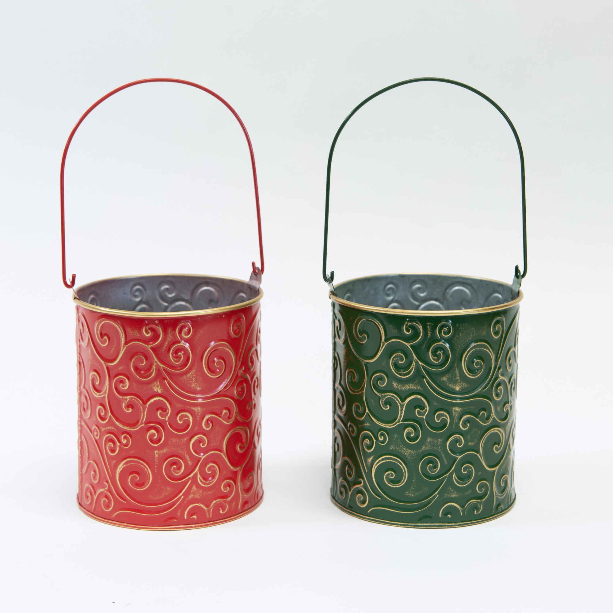 4.5" Red & Green Metal Bucket Assortment