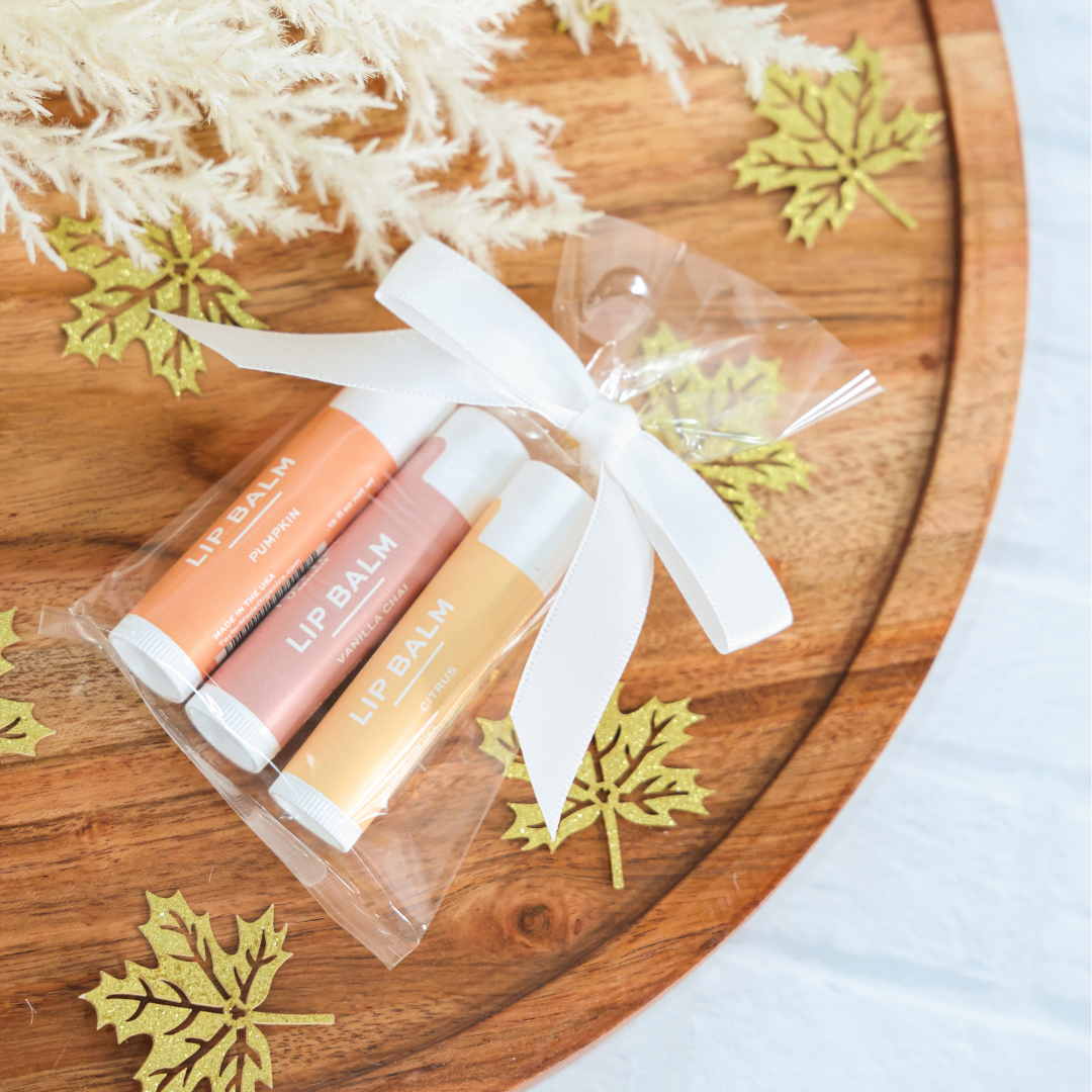 Fall Lip Balm Gift Set – Pumpkin, Citrus & Vanilla Chai
