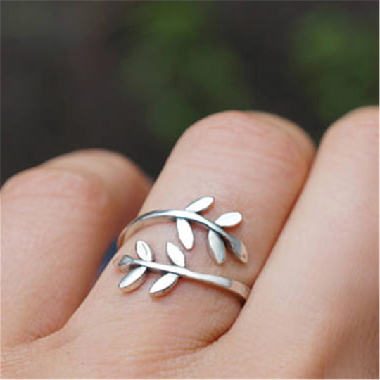 Olive Tree Branch Stacking Bypass Ring in Solid Copper