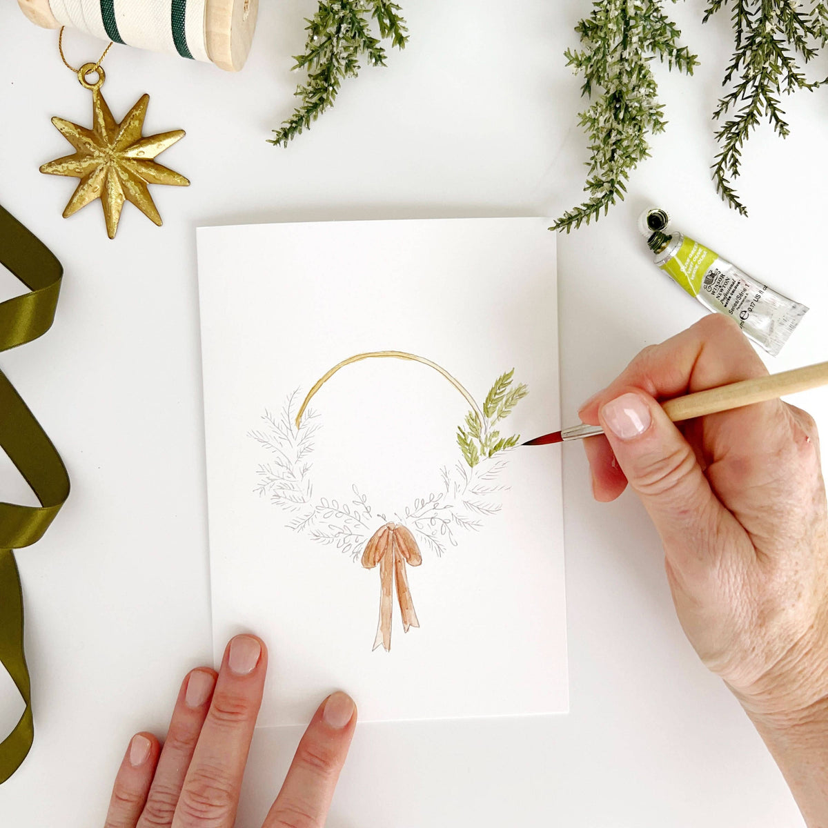 Wreaths paintable watercolor notecard set