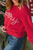 Load image into Gallery viewer, LDC Pearl Beaded Merry Casual Sweater
