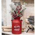 Load image into Gallery viewer, Distressed Red Metal Believe Santa & Reindeer Milk Can
