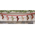 Load image into Gallery viewer, Wooden Plaid Christmas Stockings & Beads Garland
