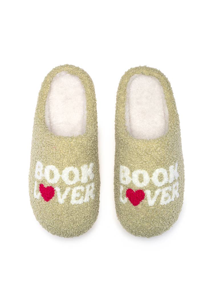 Indoor / Outdoor Slippers - "Book Lover" - Sage Green