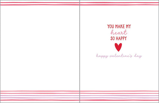 Valentine Greeting Card - Bright Hearts - Love you Stripes