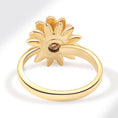 Load image into Gallery viewer, Gold Enamel Daisy Flower Fidget Spinner Ring in Solid Copper
