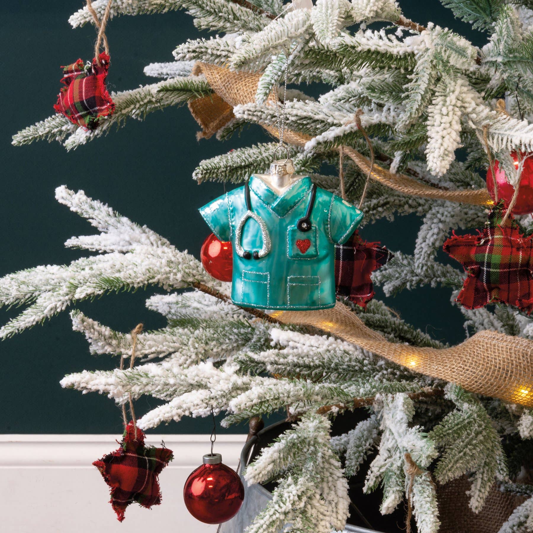 Glass Nurse Scrubs Ornament