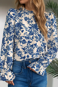 Load image into Gallery viewer, LDC Floral Print Flounce Sleeve Keyhole Back Blouse
