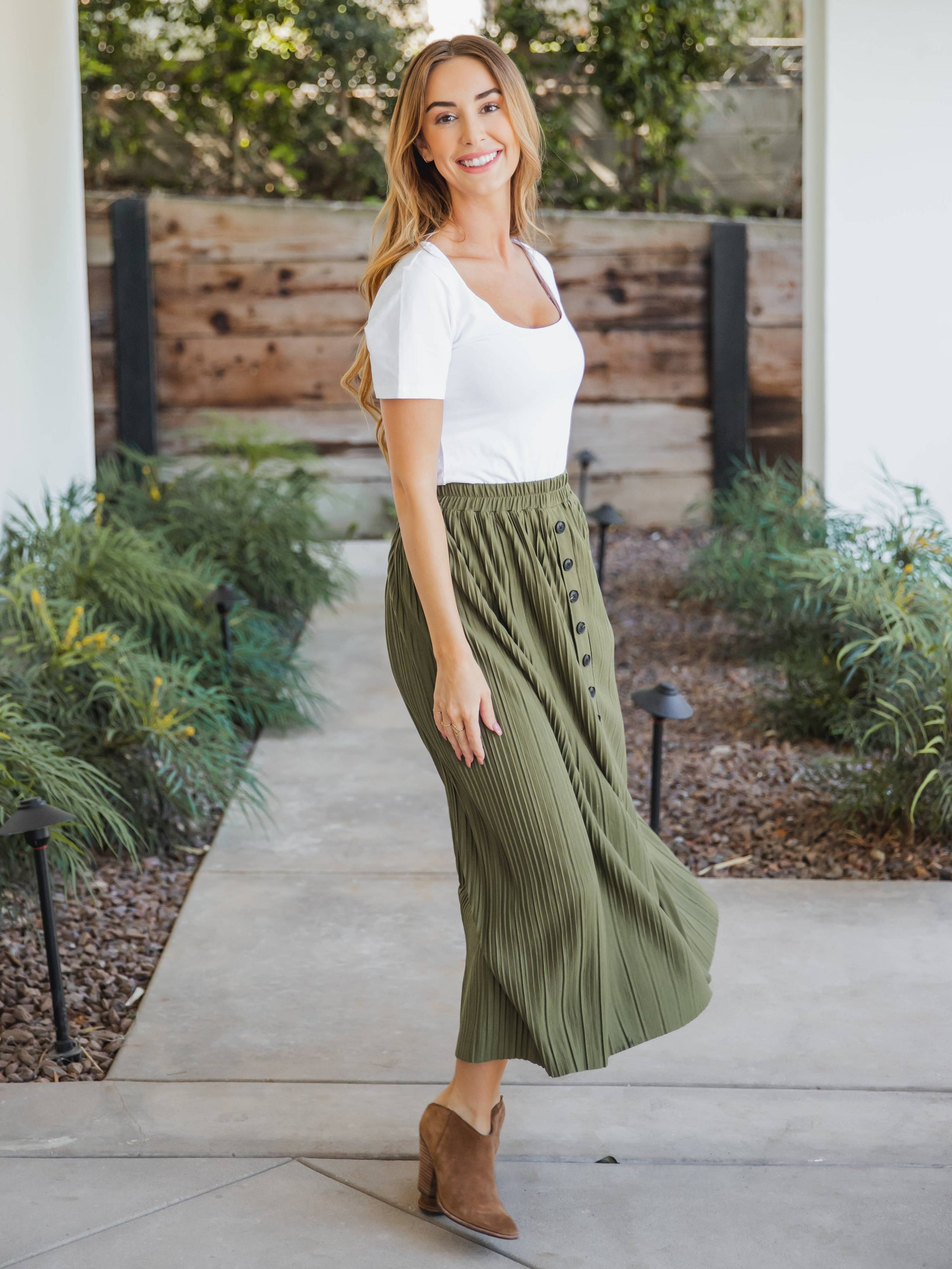 The Reed Pleated Midi Skirt