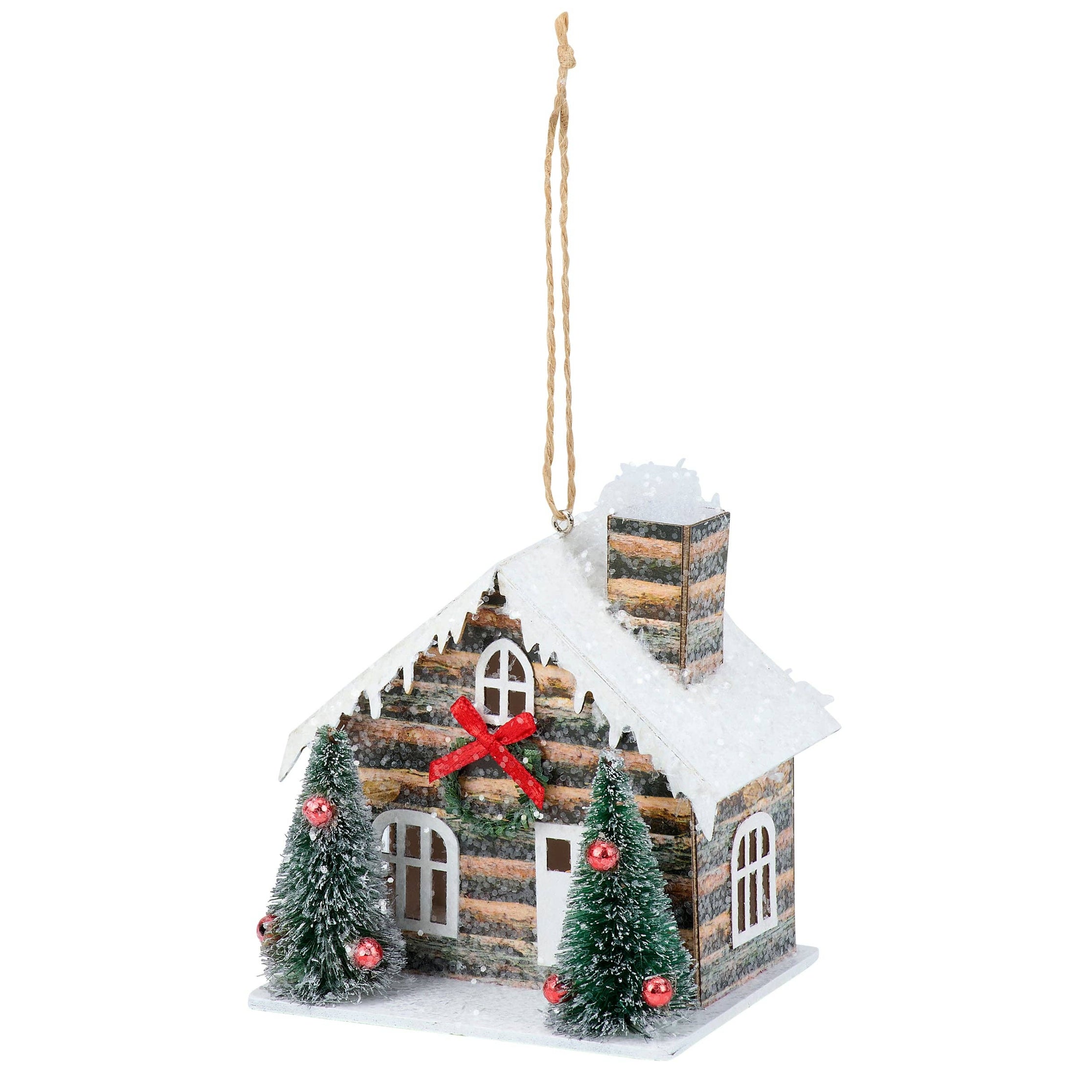 Lighted Log Cabin Ornament