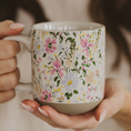 Load image into Gallery viewer, Floral Stoneware Coffee Mug - Spring Home Decor
