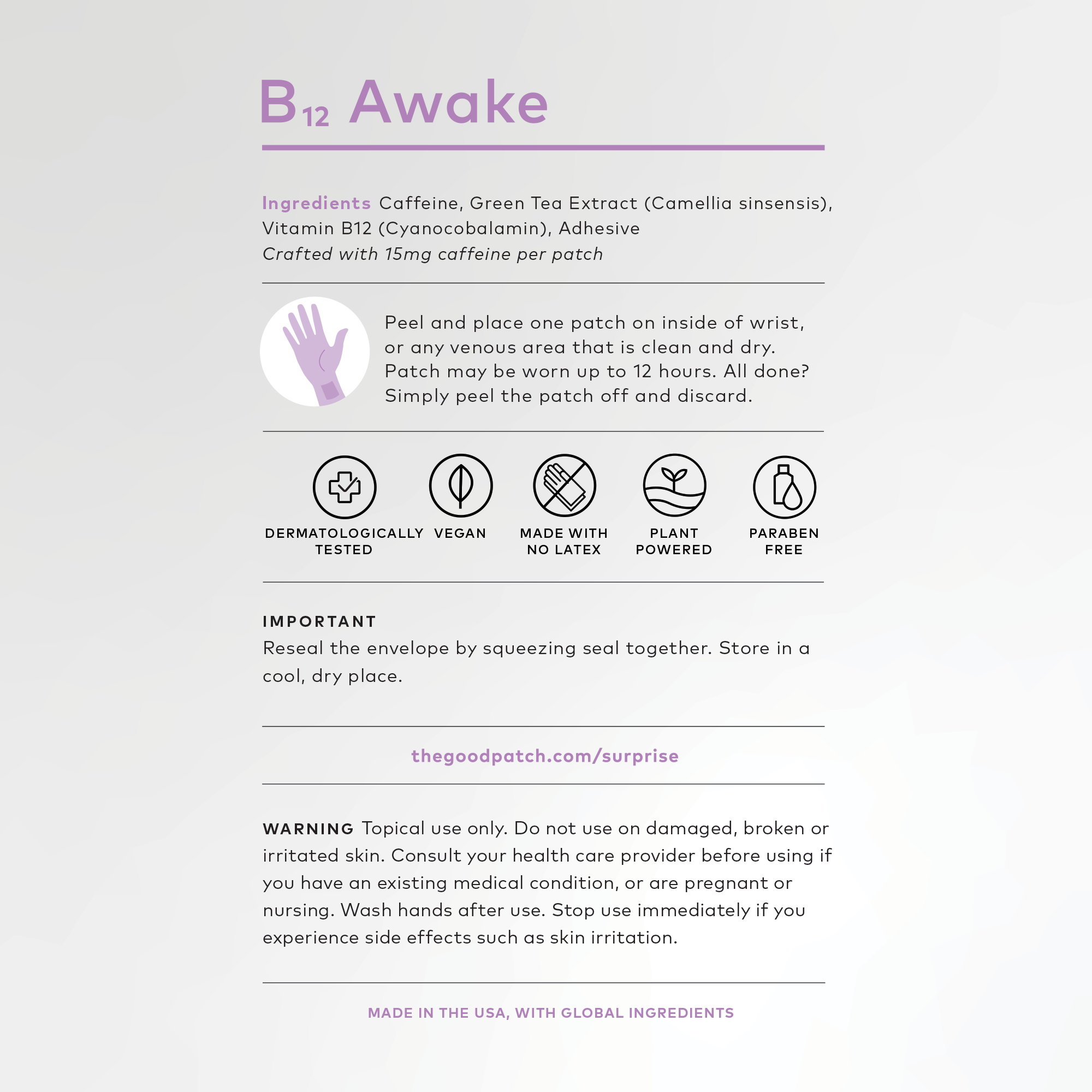 B12 Awake Wearable Wellness Patch
