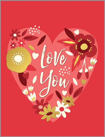 Valentine Greeting Card - Bright Hearts - Love You Flowers