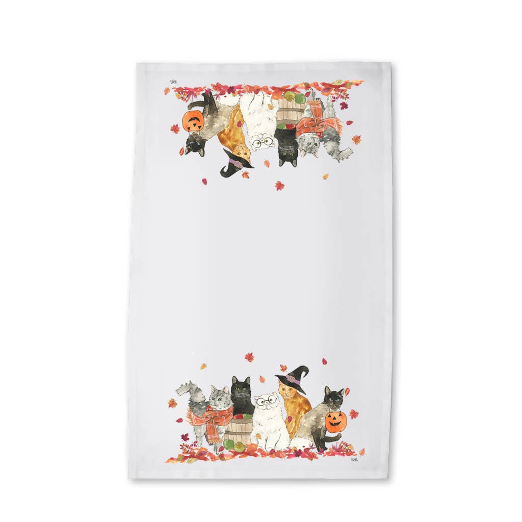Halloween Cats Kitchen Towel - Fall Tea Towel